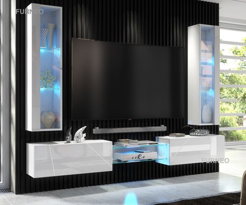 Floating unit white high - tv,