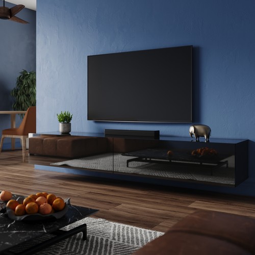 200cm black floating - floating, tv