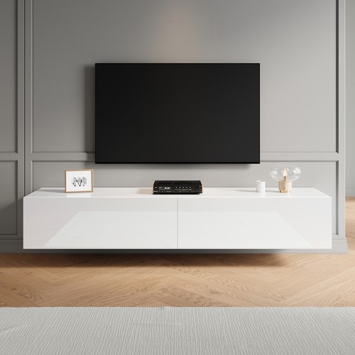 180cm white floating unit - 180cm, tv
